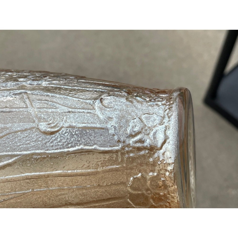 Merigold Carnival Glass Vase Stork Heron Cattails Flowers Iridescent Vintage - Picture 7 of 15